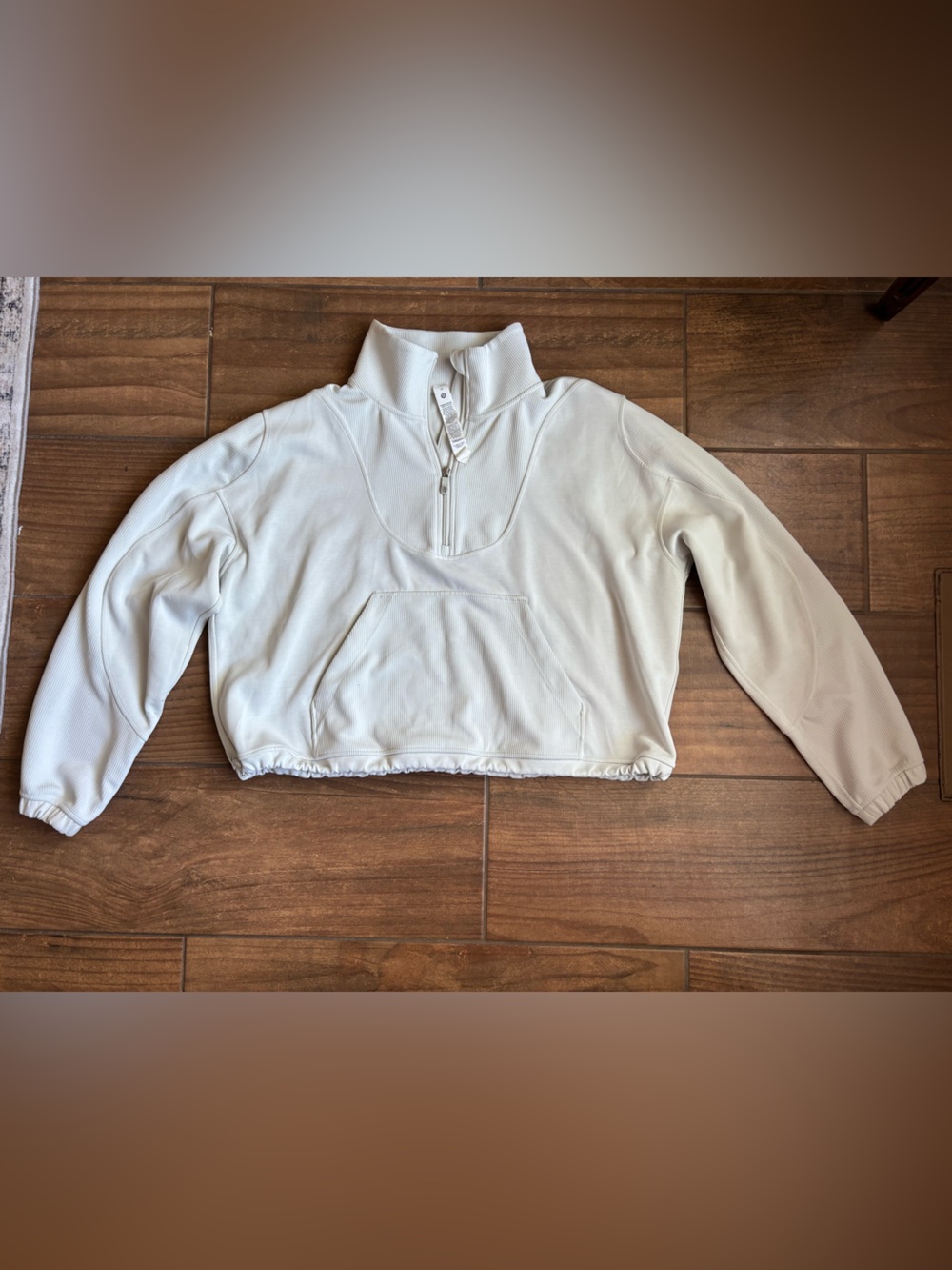 Lululemon White Ribbed Half Zip Pullover Sweatshirt Size 12